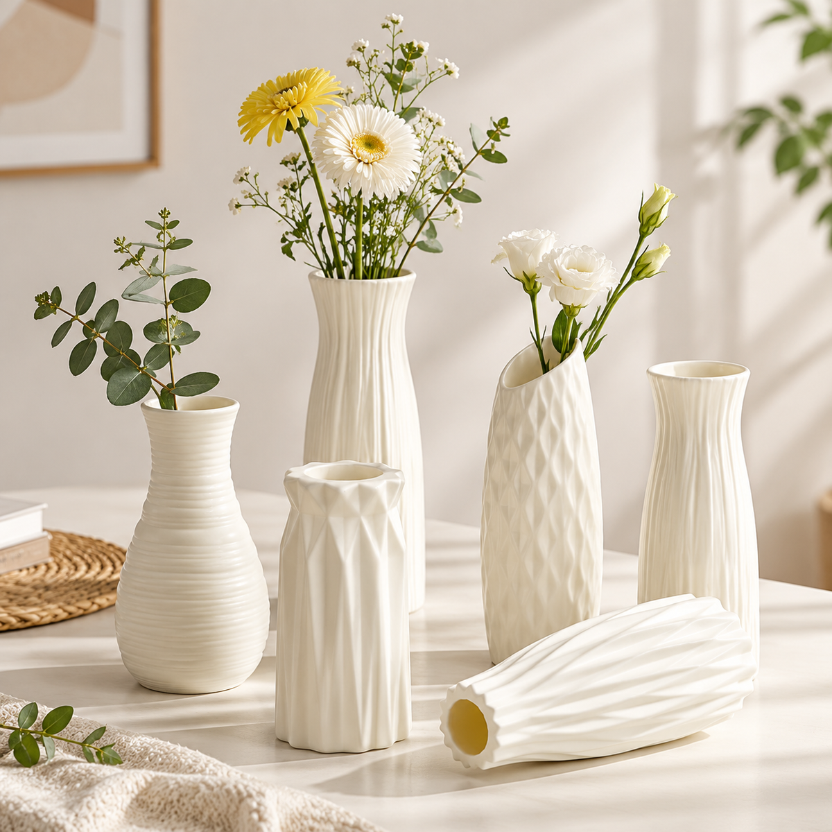 White Textured Decorative Vase