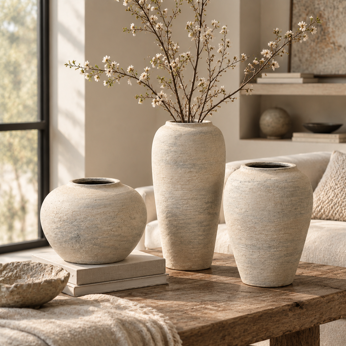 WHITE CERAMIC VASES