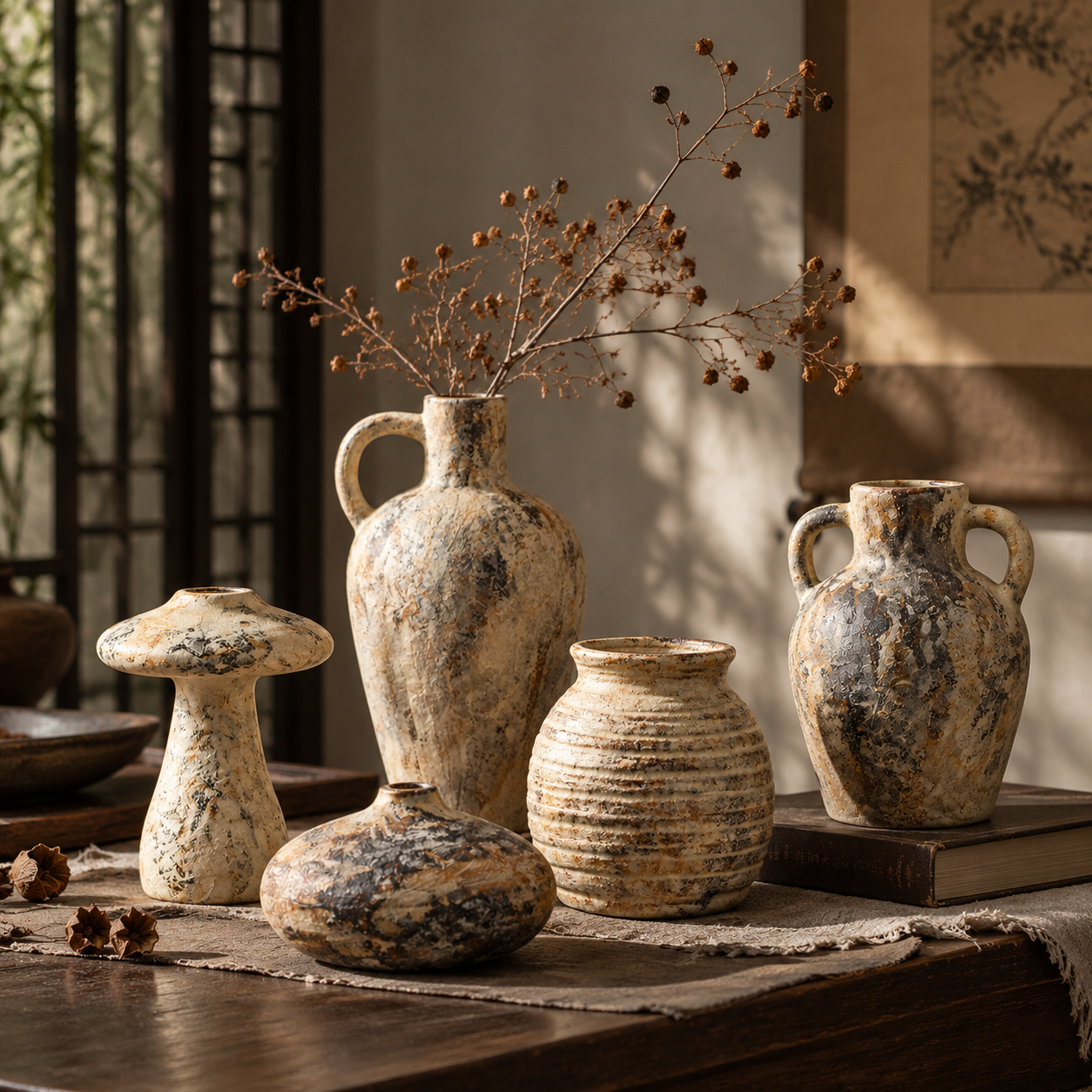 5-PIECE CERAMIC VASE SET
