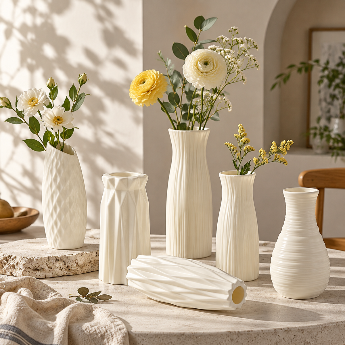 White Textured Decorative Vase