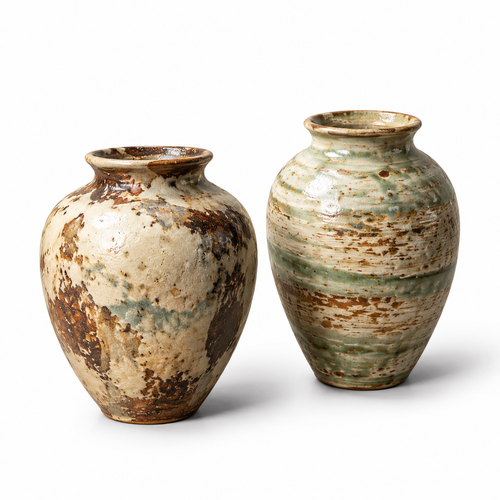 VINTAGE CERAMIC VASE 2-PIECE SET