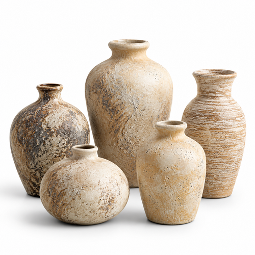 VINTAGE CERAMIC VASE 5-PIECE SET