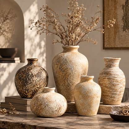 VINTAGE CERAMIC VASE 5-PIECE SET